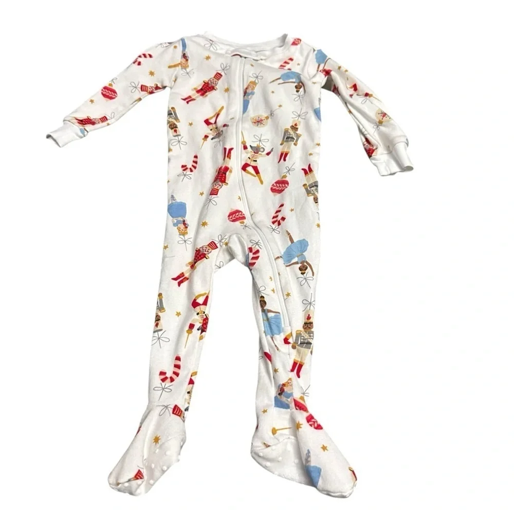 Janie and Jack White Festive Print Footie